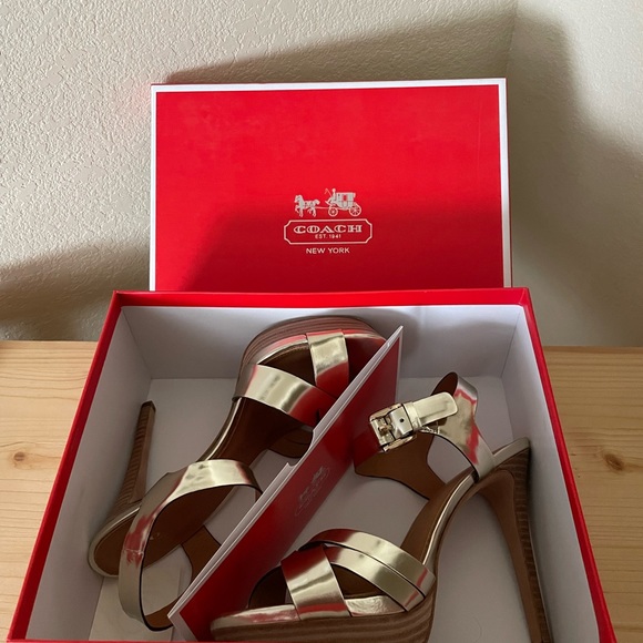 COACH Dani Metallic Platinum Mirror Heels (like new) - Picture 16 of 16